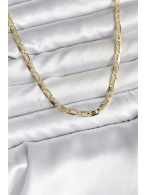 14K Gold Renk Kaplama Plaka Ezme Model Zincirli CM Kadın Kolye