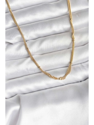 14K Gold Renk Kaplama Topçuk Zincirli Model CM Kadın Kolye