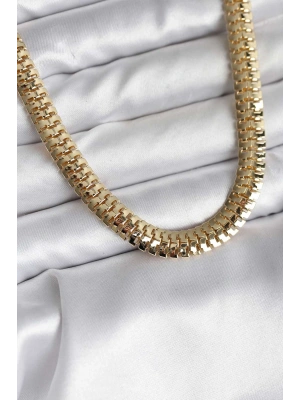 14K Gold Renk Kaplama Zincir Modelli CM Kadın Kolye