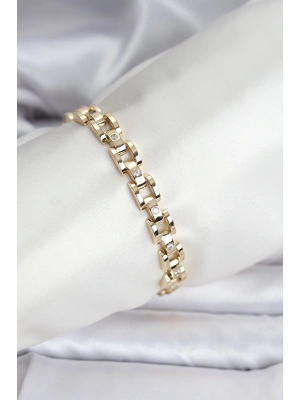 14K Gold Renk Kaplama Zirkon Taşlı CM Kadın Bileklik