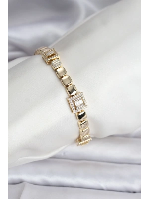 14K Gold Renk Kaplama Zirkon Taşlı CM Kadın Bileklik