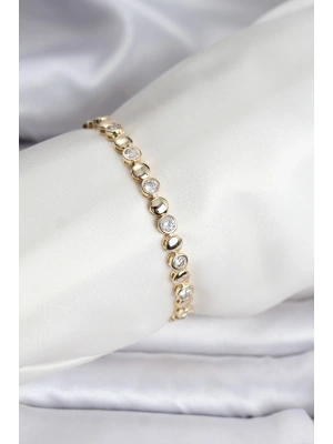 14K Gold Renk Kaplama Zirkon Taşlı CM Kadın Bileklik