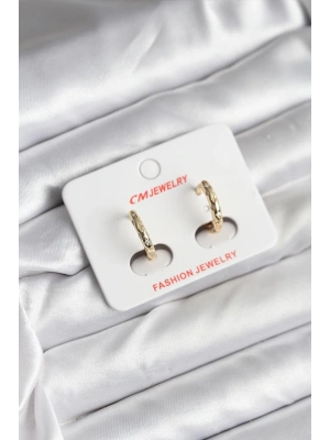 14K Gold Renk Kaplama Zirkon Taşlı Halka Model CM Kadın Küpe