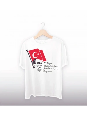 19 Mayıs 20/1 Baskılı T-shirt - Beyaz