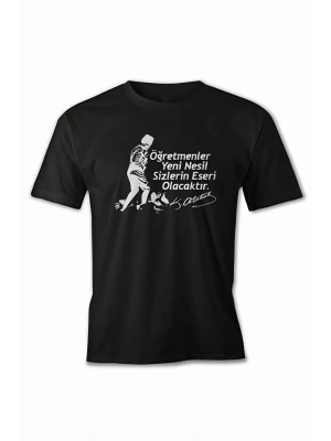 24 Kasım Öğretmenler Baskılı T-shirt - Siyah