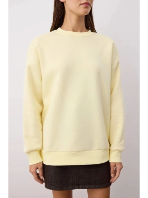 3 iplik şardonlu bisiklet yaka sweatshirt sarı