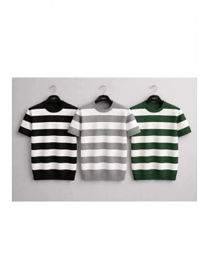 3 Lü Avantajlı Set Erkek Yazlık Fit Premium Kalite Kısa Kollu Triko Tişört