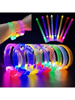 3 Modlu Pilli LED Işıklı Esnek Parti Bilekliği Mor