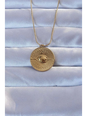 316L Altın Renk İşlemeli Göz Kolye