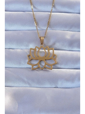 316L Altın Renk Lotus Kolye