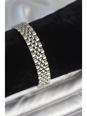 316L Çelik 12 mm Kalınlıkta Gümüş Renkli Erkek Bileklik