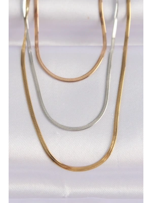 316L Çelik 3 Renkli İtalyan Zincir Çoklu Kolye