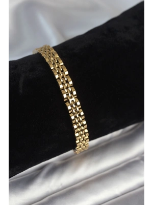 316L Çelik 7 mm Kalınlıkta Gold Renkli Erkek Bileklik