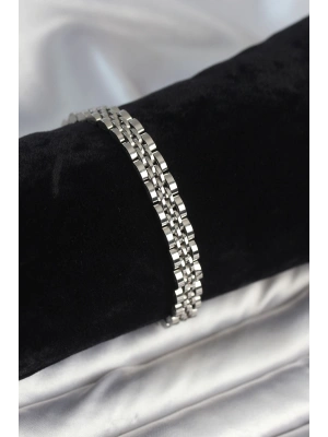 316L Çelik 7 mm Kalınlıkta Gümüş Renkli Erkek Bileklik