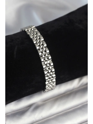 316L Çelik 9 mm Kalınlıkta Gümüş Renkli Erkek Bileklik