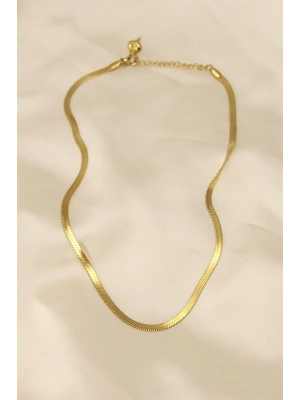 316L Çelik Altın Renk 45 cm İtalyan Zincir Model Kadın Kolye