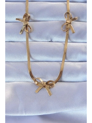 316L Çelik Altın Renk İtalyan Zincirli Fiyonk Kolye