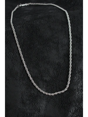 316L Çelik Burgu Zincir Model Gümüş Renk Erkek Kolye