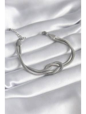 316L Çelik Çelik Gold Renk İtalyan Zincir Düğüm Model Kadın Bileklik