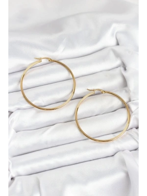 316L Çelik Gold Renk 45 mm Halka Kadın Küpe