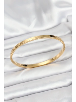 316L Çelik Gold Renk 65 mm İnce Kadın Kelepçe Bileklik