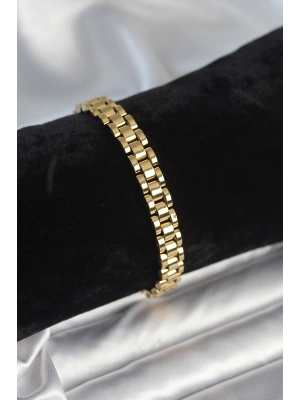 316L Çelik Gold Renk 7 mm Kalınlık Erkek Bileklik