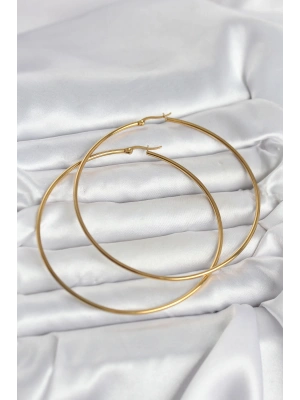 316L Çelik Gold Renk 80 mm Kadın Halka Küpe