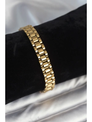 316L Çelik Gold Renk 9 mm Kalınlık Erkek Bileklik