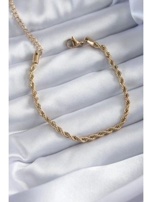316L Çelik Gold Renk Burgu Zincir Model Kadın Bileklik