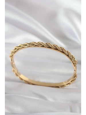 316L Çelik Gold Renk Burgu Zincir Model Kadın Kelepçe