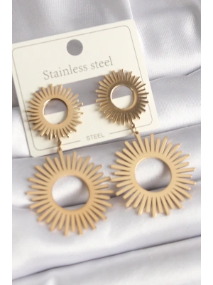 316L Çelik Gold Renk Güneş Model Kadın Küpe