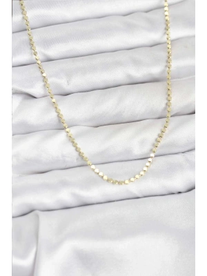 316L Çelik Gold Renk İnce Ezme Zincir Kadın Kolye