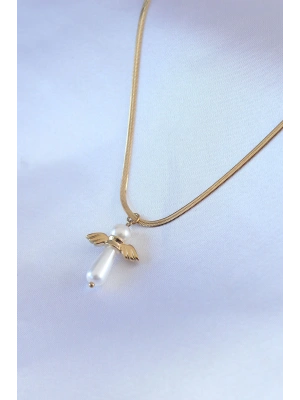 316L Çelik Gold Renk İtalyan Zincir Model Piyon Figür Kadın Kolye