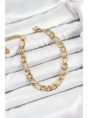 316L Çelik Gold Renk Kalın Zincir Erkek Bileklik