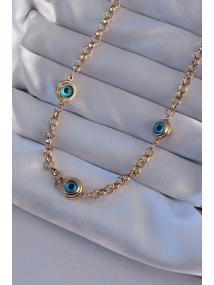 316L Çelik Gold Renk Nazar Boncuk Model Kolye