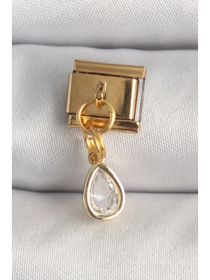316L Çelik Gold Renk Sallantı Damla Zirkon Taşlı Nomination Charm