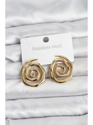 316L Çelik Gold Renk Sarmal Model Kadın Küpe