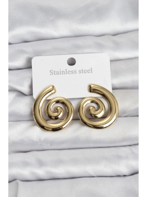 316L Çelik Gold Renk Sarmal Modelli Kadın Küpe