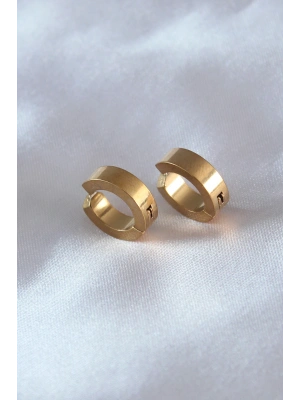 316L Çelik Gold Renk Sıkıştırmalı Erkek Küpe