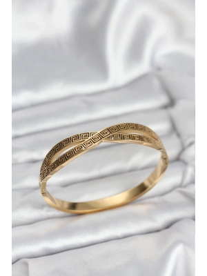 316L Çelik Gold Renk Vintage Kadın Kelepçe Bileklik