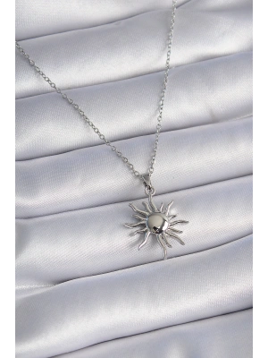 316L Çelik Gold Renk Zincir Güneş Figür Kadın Kolye