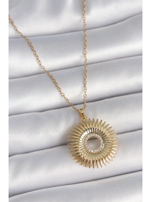 316L Çelik Gold Renk Zincir Zirkon Taşlı Nova Yıldız Model Kadın Kolye