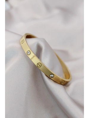 316L Çelik Gold Renk Zirkon Taşlı Bileklik