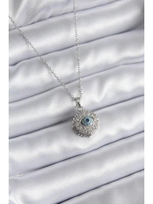 316L Çelik Gold Renk Zirkon Taşlı Göz Model Kadın Kolye