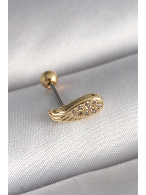 316L Çelik Gold Renk Zirkon Taşlı Kanat Tragus Piercing