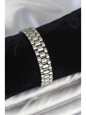 316L Çelik Gümüş Renk 12 mm Kalınlık Erkek Bileklik