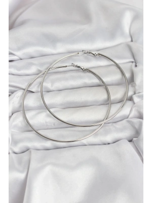 316L Çelik Gümüş Renk 75 mm Halka Küpe