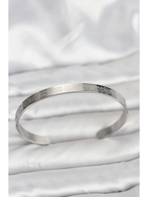 316L Çelik Gümüş Renk Ayetel Kürsi Yazılı Bileklik