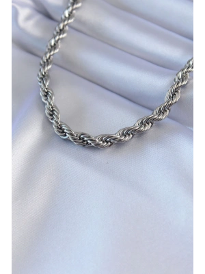 316L Çelik Gümüş Renk Burgu Model 45 cm Kadın Kolye