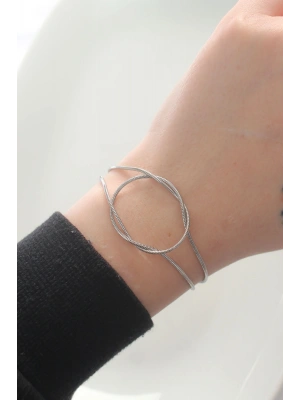 316L Çelik Gümüş Renk Düğüm Model Bileklik